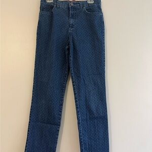 Gloria Vanderbilt Straight Leg Womens Jeans in Dark Blue with Pin Dot Detail